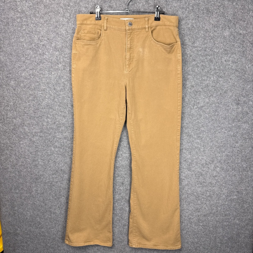 LOFT‎ Pants Kick Flare Crop 34W Camel Tan Cotton Blend Stretch Work Casual